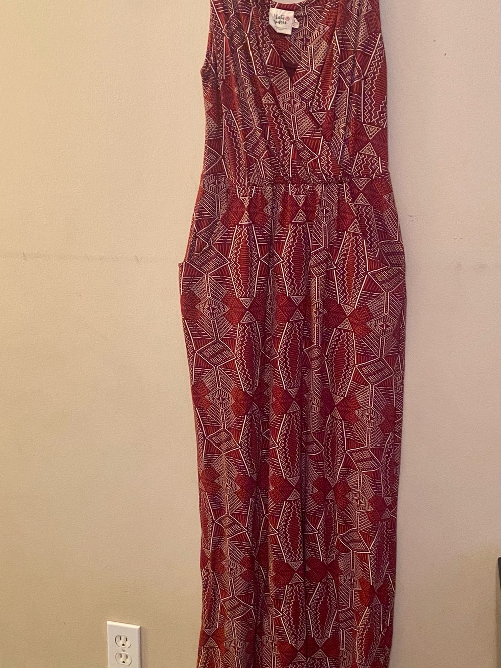Mata Traders Red Geometric Sleeveless Maxi Dress
